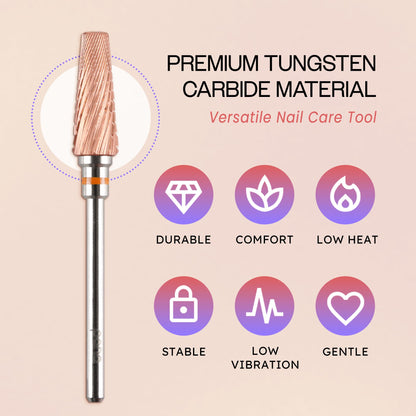 PANA Nail Carbide 5 in 1 Bit - Two Way Rotate use for Both Left and Right Handed - Fast Remove Acrylic or Hard Gel - 3/32" Shank - Manicure, Nail Art, Drill Machine (Fine - F, Silver)