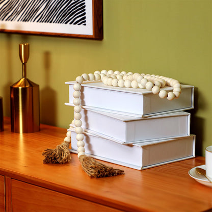 Tioncy 3 Pcs Fake Book Box Neutral Linen Book Box Decorative Faux Prop Storage for Farmhouse Home Decor shelf Table Card Photo DIY Keepsake Gift(8.6 x 6.1 x 1.8 Inch,White)