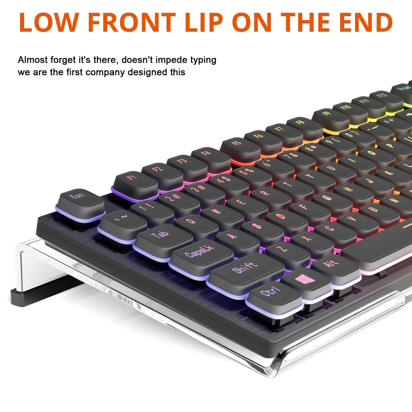 Richboom Computer Keyboard Stand Tilt PC Keyboard Stand Riser for Easy Ergonomic Typing, Acrylic Keyboard Tray Holder for Office Desk, Home, School, with Silicone Anti-Slip Case, Clear