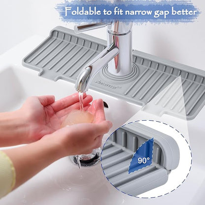 Kitchen Sink Splash Guard, Silicone Faucet Guard & Draining Mat, 10° Large