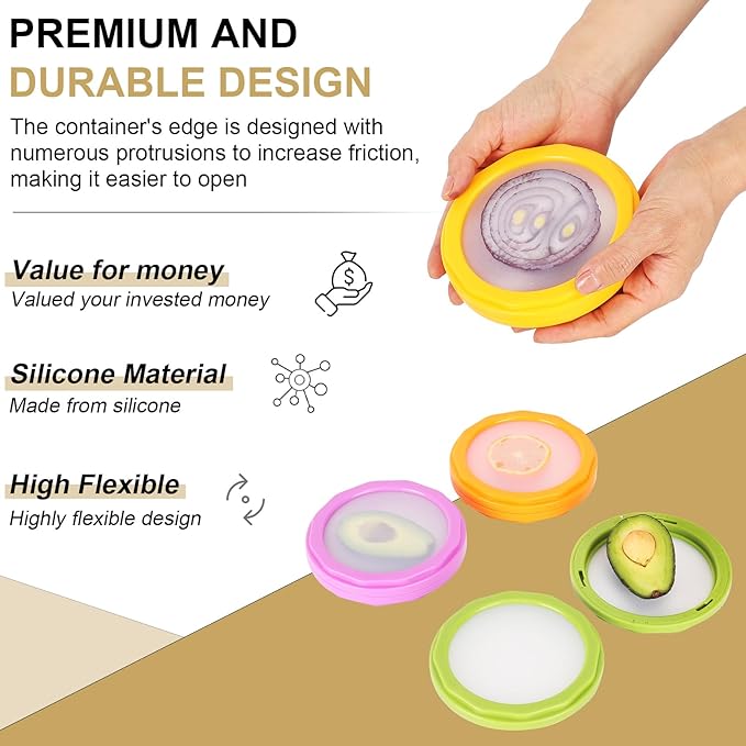 Winb Avocado Saver & Onion Storage Set of 4 Reusable Fruit and Veggie Savers