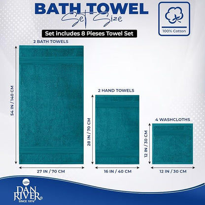 DAN RIVER 8 PC Luxury Bath Towels