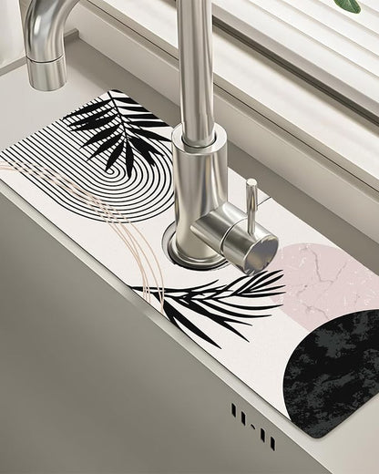 Patterned Sink Faucet Mat Kitchen Splash Guard Super Absorbent Drying Mat