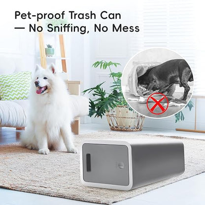Lysam Small Trash Can, 3 Pack 4 Gallons Bathroom Garbage Can with Lid Press-Top, Small Waste Basket with Trash Bags, Slim Plastic Garbage Bin for Dorm, Office, Bedroom, Kitchen, Living Room (Grey)