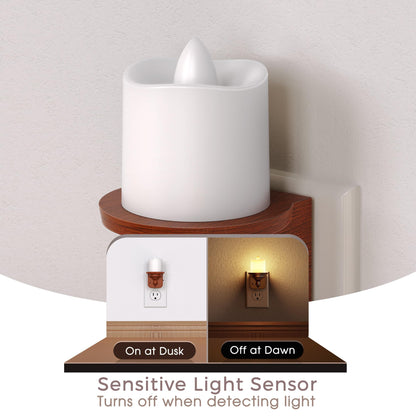 Briignite Flameless Candle Night Lights, Amber Plug-in 2 Pack, LED Candle with Light Sensor, 0-100LM Dimmable, Kids Hallway Bathroom Nightlight
