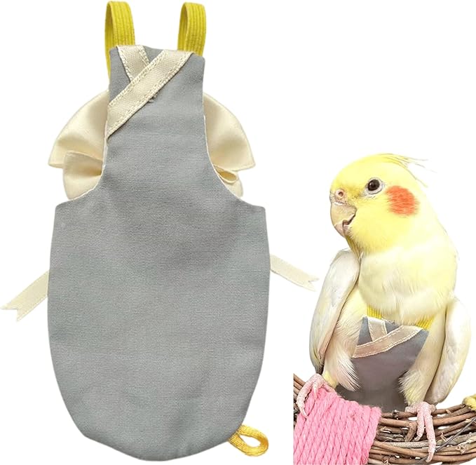 Bird Flight Suits Diapers, Parrot Flight Suits Diapers for Quaker Parakeets Cockatiels Conures Macaw African Grey, Bird Diaper, Parrot Clothes (Grey B,2M)