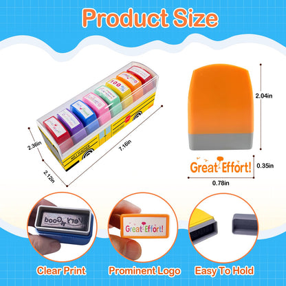 Teacher Stamps for Grading Classroom, New Teacher Appreciation Gifts, Self-Inking Motivation Great Job Parent Signature Stamp for Homework Must Haves, Teacher Supplies (8 pcs)