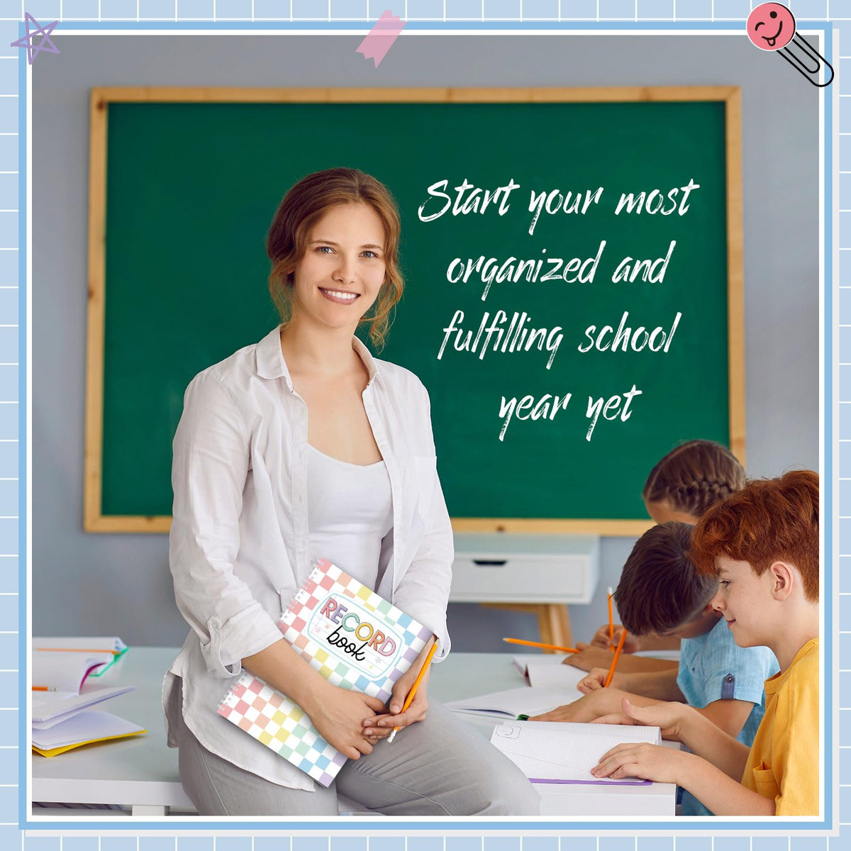Fuyoooo Teacher Record Book 2026-2027 Teacher Grade Books Spiral Bound Record Planner 2026 Class Grade Book Office Favors for Classroom Attendance Planner Decoration Double Sided(Pastel, Checkered)