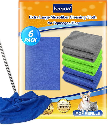 KEEPOW 6PCS Extra Large Microfiber Cleaning Cloth, Lint and Streak Free