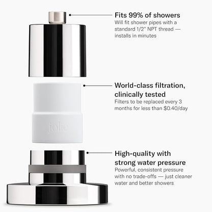 THE JOLIE FILTERED SHOWERHEAD with Shower Filter System- High Pressure Showerhead, Hair and Skincare Accessory to Improve Beauty and Personal Care Routine (Vibrant Red)