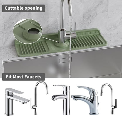 WAFT YEARN 17X5 Inch Silicone Durable Faucet Mat Kitchen Sink Splash Guard