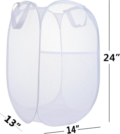 2 Pack Laundry Basket, Foldable Mesh Popup Laundry Hamper