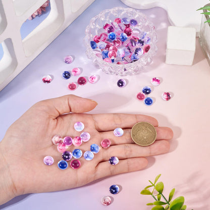 Craftdady 100Pcs 8mm Flat Round Dome Cabochons Glass Craft Doll Eyes Mixed Color Crystal Heart Pattern Eyes DIY Craft Art Cabochon for Doll Puppet Plush Animal Crafts DIY Jewelry Making