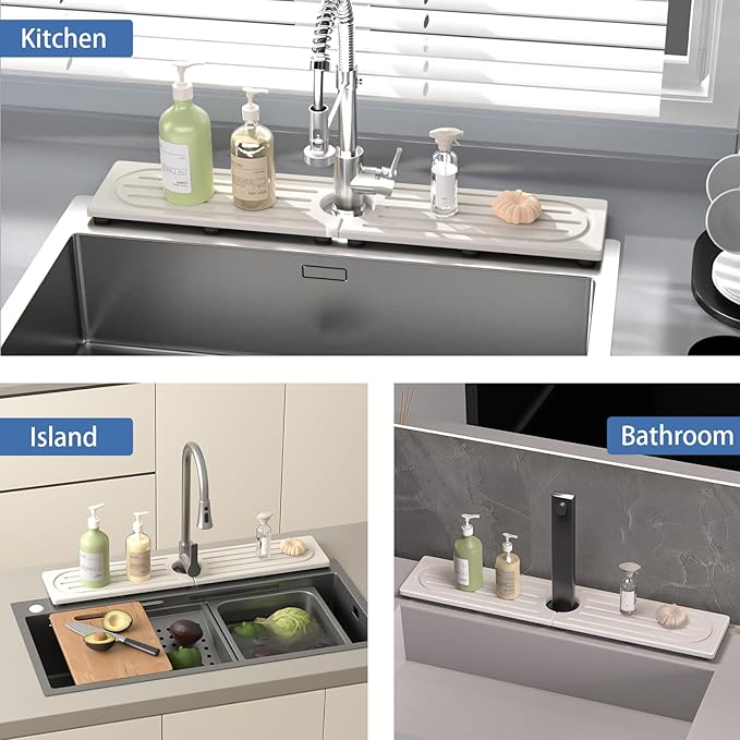 Faucet Mat for Kitchen Sink, Water Absorbent Kitchen Faucet Mat, Durable Sink