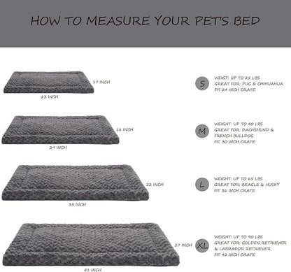 Washable Dog Bed Mat Ultra Soft Dog Crate Pad Comfy Fluffy Pet Kennel Beds Sleeping Mattress for Large Jumbo Medium Small Dogs, 36 x 23 Inch, Gray