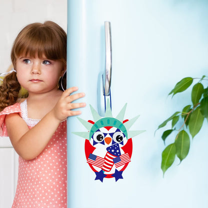 Winlyn 36 Sets 4th of July Craft Kits Patriotic Crafts DIY Owl Ornaments Decorations Art Sets Owl Shapes with Red White Blue USA Flag Patriotic Star Stickers for Kids Party Classroom Activities