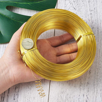 Cheriswelry 980 Feet 20 Gauge Gold Aluminum Wire Bendable Metal Craft Wire Flexible Soft Jewelry Beading Wire 0.8mm for Sculpting Armature Artistic Floral Garden Wrapping DIY Craft