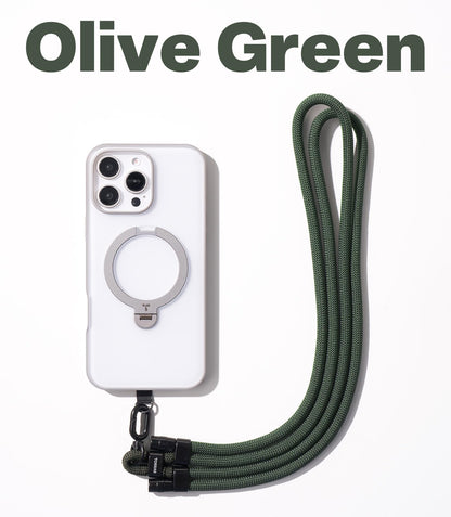 TORRAS Phone Lanyard Crossbody with 2 Phone Tabs, Adjustable Anti Theft Phone Strap for All Phones, Premium Metal Buckles, Skin-Friendly, Universal Phone Neck lanyard for Women and Men, Olive Green