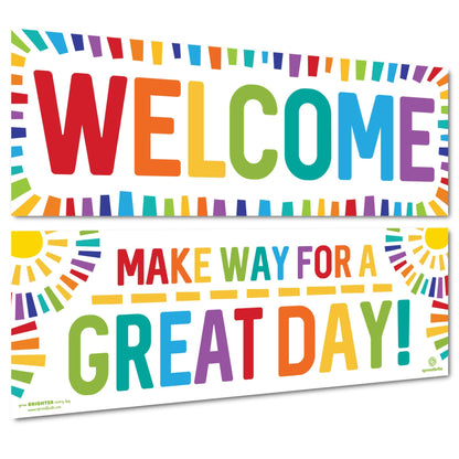Sproutbrite 2 Educational Posters & Charts - 13.5" x 39" Welcome Banner & Teacher Posters - Bulletin Board and Wall Decor for Pre, Elementary and Middle School - Creates a Warm, Welcoming, and Inclusive Classroom Environment
