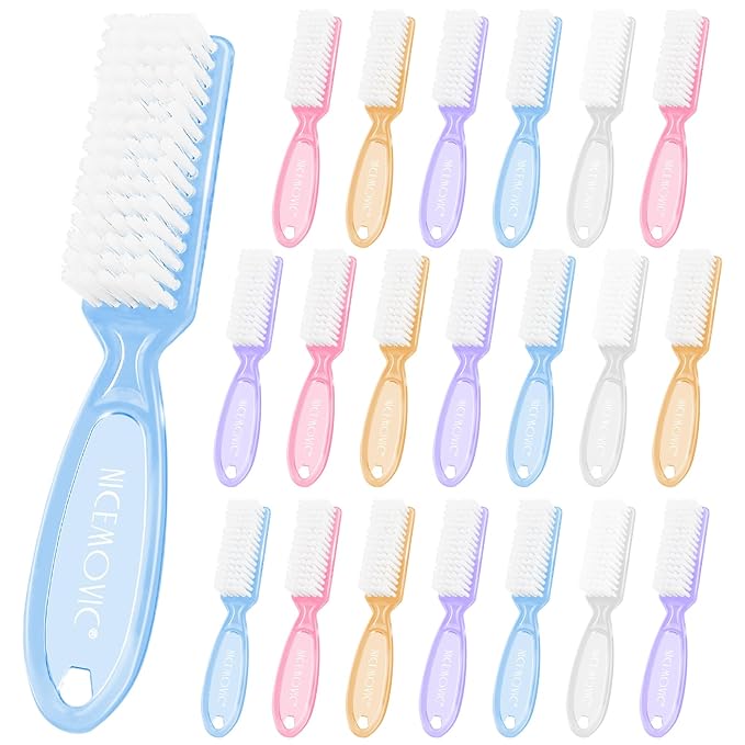 NICEMOVIC 20 Pcs Nail Brush for Cleaning Fingernails, Handle Grip Nail Scrubber