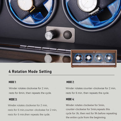 LALAHOO Watch Winder for Automatic Watches, Ultra Quiet Motor for 4 Watches with LED Lights, Automatic Watch Winder with 4 Rotation Modes