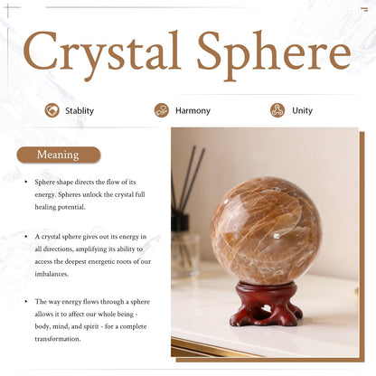 Nupuyai 1.97"-2.17" Natural Rose Quartz Crystal Ball with Wooden Stand, Decorative Stone Sphere Sculpture Figurine for Home Office Tabletop Decor Reiki Healing Divination Feng Shui Tool