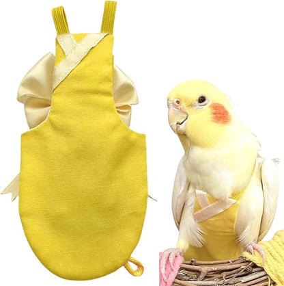 Bird Flight Suits Diapers, Parrot Flight Suits Diapers for Quaker Parakeets Cockatiels Conures Macaw African Grey, Bird Diaper, Parrot Clothes (Yellow,XS)