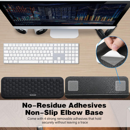 YAMJUG L-Shaped Desk Edge Cushion, 2-Piece Elbow Pad for Desk with Ergonomic Memory Foam Support,Non-Slip Arm Rest Pad, Wrist Rest for Computer Keyboard Office Home Black