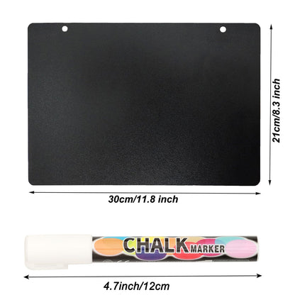 2 Pack Chalkboard Sign with String 8"x12" Double Sided Erasable Message Board Sign, Wooden Mini Chalkboards Sign with Liquid Chalk Marker, Hanging Message Board for Bar and Special Event Decorations