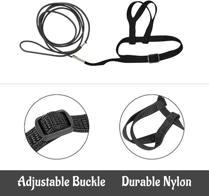 2 pcs Pet Parrot Bird Harness and Leash, Adjustable Training Design Anti-Bite, Outdoor Flying Training Rope Kit for Bird Parrots Fits Birds Chest Between46-76cm /18.11-29.92inch - XL (Black)