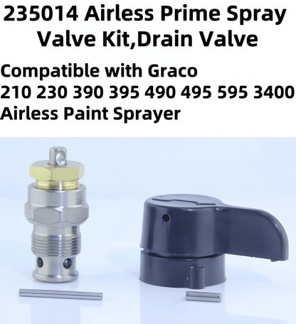 235014 Airless Prime Spray Valve Kit,Drain Valve Compatible with Graco 210 230 390 395 490 495 595 3400 Aftermarketr Airless Paint Sprayer,Replace Airless Spray Painting Machine Accessories 3 Pack