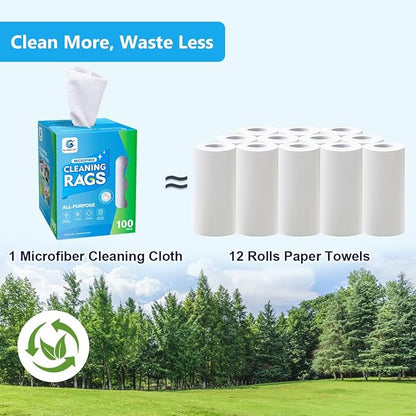GLIMGLINT White Microfiber Cleaning Cloth, 100 Pack Cleaning Rags, Ultra