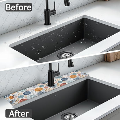 24" X 5.5" Kitchen Sink Splash Guard Faucet Mat Mandala Super Absorbent Fast