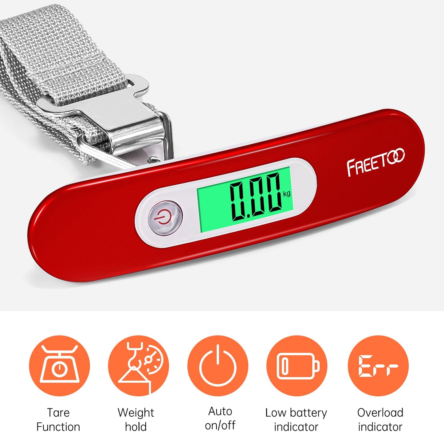 FREETOO Luggage Scale Portable Digital Hanging Scale for Travel, Suitcase Weight Scale with Superior Piano Lacquer 110 Lb/ 50Kg Capacity, Battery Included
