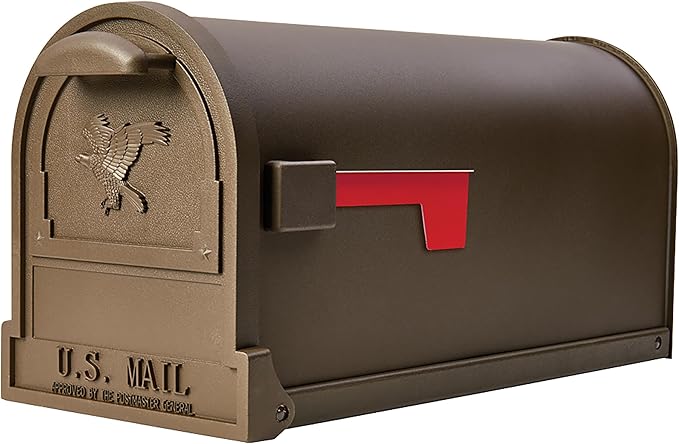 Architectural Mailboxes Arlington Steel Post Mount, Textured Bronze, Large | Galvanized steel build for outside with weather-resistant build and rust-resistant powder-coat finish. USPS approved.