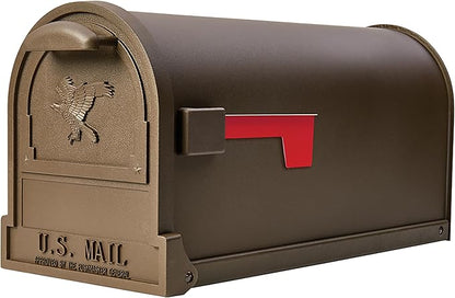 Architectural Mailboxes Arlington Steel Post Mount, Textured Bronze, Large | Galvanized steel build for outside with weather-resistant build and rust-resistant powder-coat finish. USPS approved.
