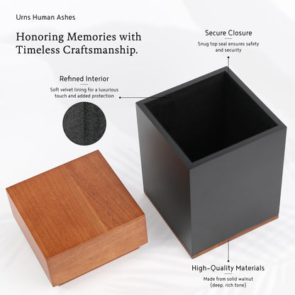 Timeless Walnut Wood Urn for Ashes Adult Male & Female Large – Handcrafted Cremation Urn for Human Ashes – Keepsake Box & Memorial Keepsake - Large Urns for Women & Men – Pet Urns for Dogs