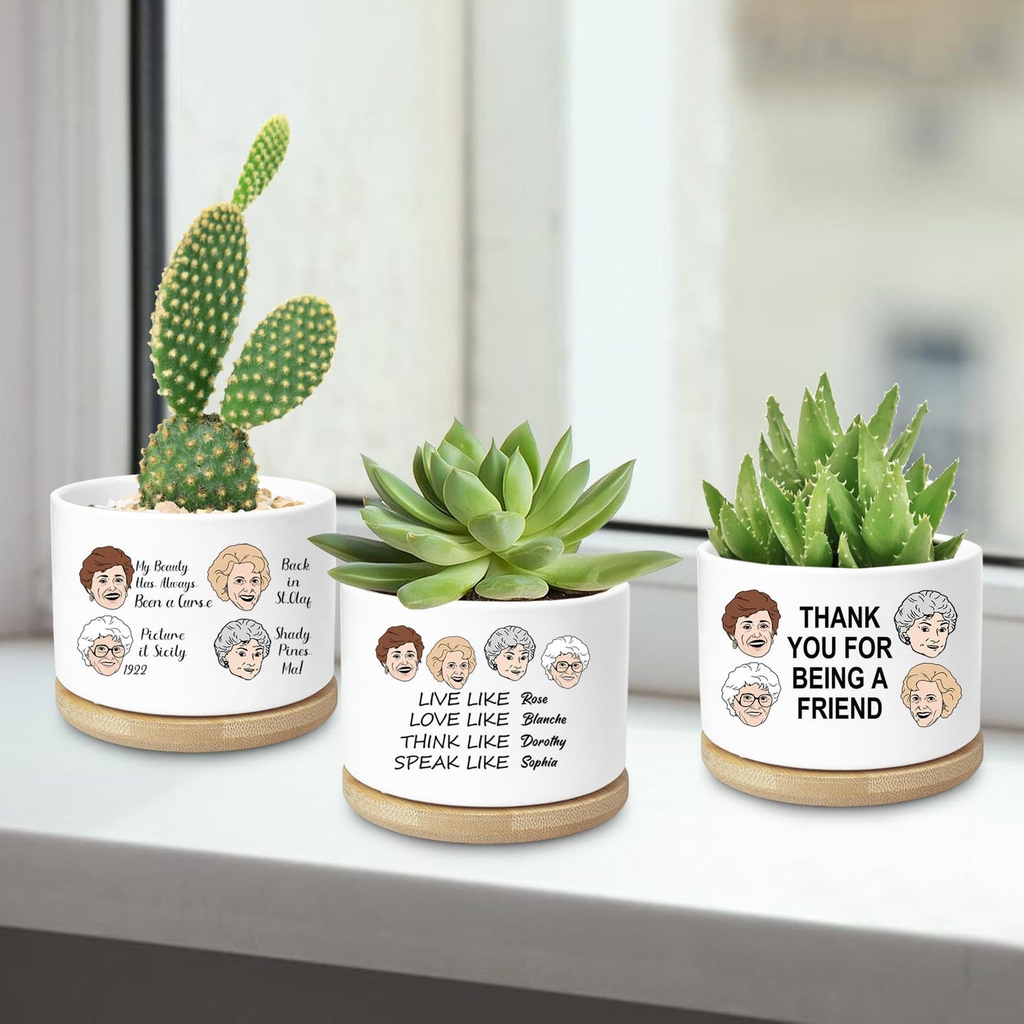 Friend Gifts for Women, Funny Succulent Planter, Flower Cactus Plant Pot, Friendship Gifts for Friend Bestie Sister Birthday, Thank You for Being a Friend Golden Girls Merchandise (Plant Not Included)