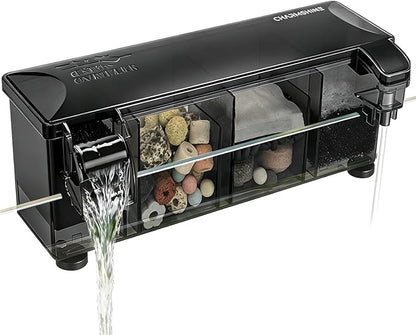 Hang-on-Back Aquarium Filter Box with Reusable Filter Media, Waterfall Oxygenation, Fits High & Low Water Level, for 10-20 Gallon Fish & Turtle Tank (Pump Not Included)