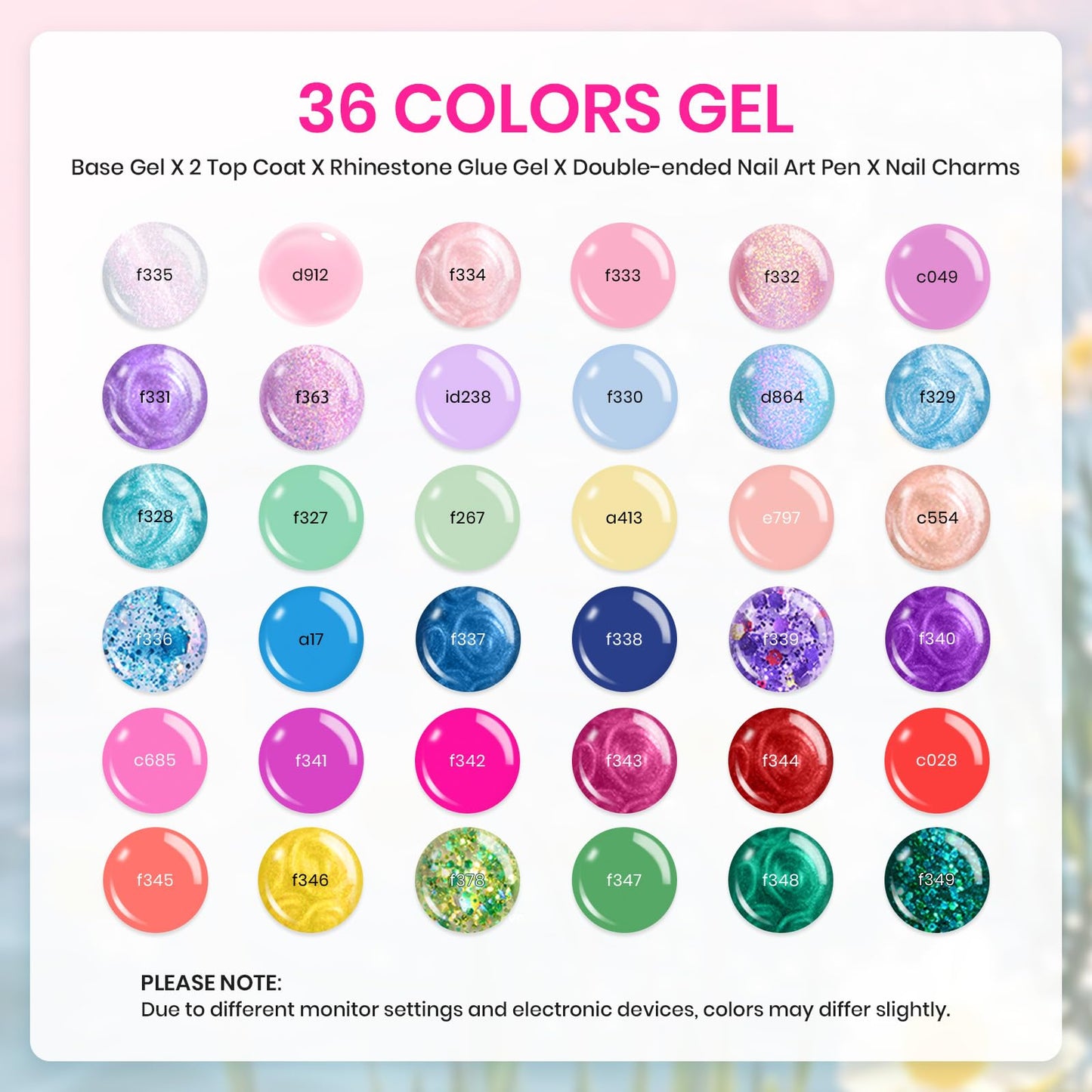 Beetles Fall Gel Nail Kit, Mystic Wonderland Gel Polish Set, 36 Colors Burgundy Brown Orange Red Polish Kit with Base Coat Glossy Matte & Glitter Top Coat Soak Off UV Led Nails Gifts for Women