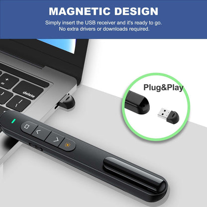 QUI 4 Pack Wireless Presenter with Volume Control, RF 2.4GHz Presentation Clicker for Google Slide/Keynote, PowerPoint Clicker Compatible with Mac/Windows