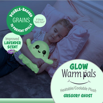 1i4 Group Glow in the Dark - Ghost - Microwavable & Weighted Plush Stuffed Animal - Heated Plushie for Warmth - Cute, Soft, Cozy Toy for Adults & Children (Boys, Girls, & Toddlers) by Warm Pals