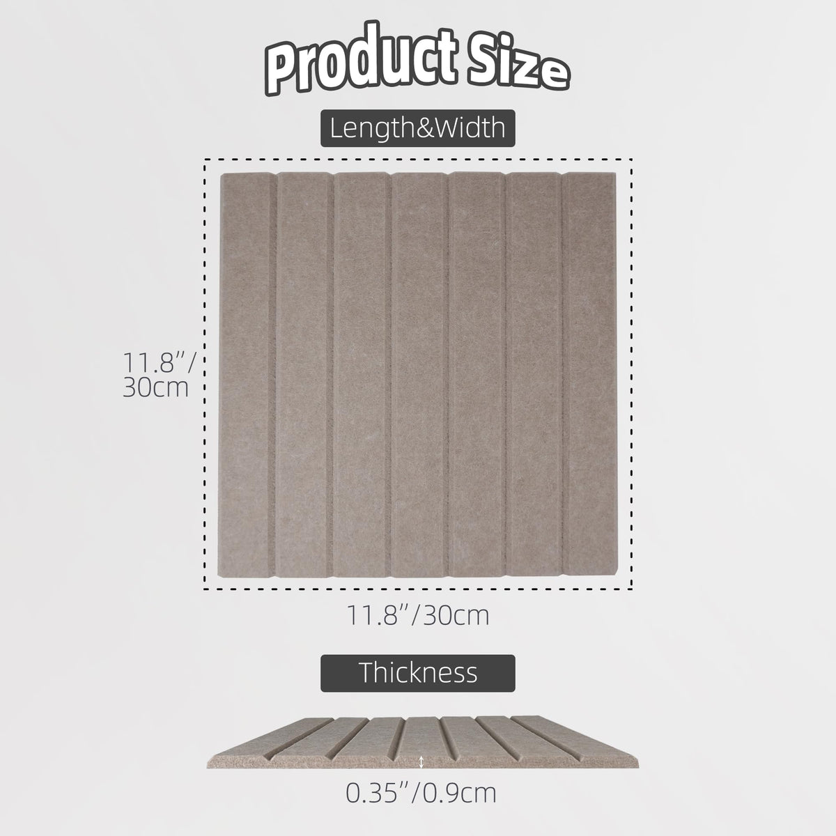 TENACR Cork Board Alternative-Felt Slat Wall Paneling,Office Bulletin Board for Decoration, Suitable for Displaying Photos and Documents, with Removable Adhesive Labels,12-Pack (Light Brown)