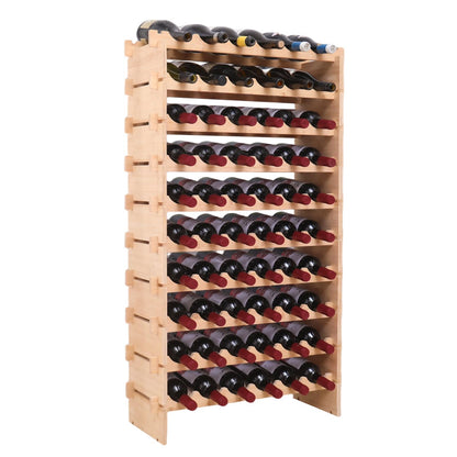 fcxagy 60 Bottles Bamboo Stackable Modular Bamboo Wine Rack, 10-Tier Wooden Wine Storage Rack Freestanding Wine Holder Display Shelves，Wine Rack freestanding Floor