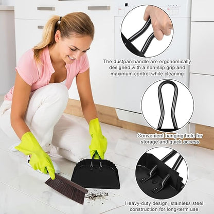 Dust Pan and Brush Set-Handheld Angled DustPan and Hand Broom Set, Large dust