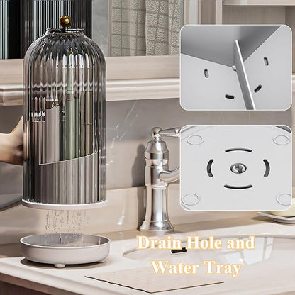 Toothbrush Holders with Cover, Drainage Rotating Electric Toothbrush Organizer