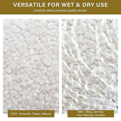 NUPICK 3 lbs Pebbles for Indoor Plants, 3/8 Inch Pea Gravel for Fish Tank, Polished Decorative Rocks for Succulent, Natural River Stones for Vases, Cactus, Landscaping, Bird Bath, Aquarium, White