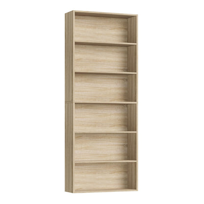 FOTOSOK 6-Tier Open Bookcase and Bookshelf, Freestanding Display Storage Shelves Tall Bookcase for Bedroom, Living Room and Office, Light Oak