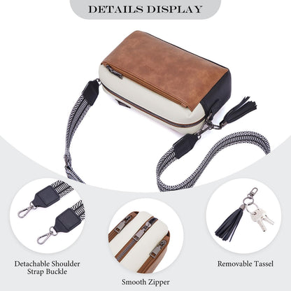 Roulens Triple Zip Small Crossbody Bag for women,Wide Strap Cell Phone Purse Shoulder Handbag Wallet with Credit Card Slots