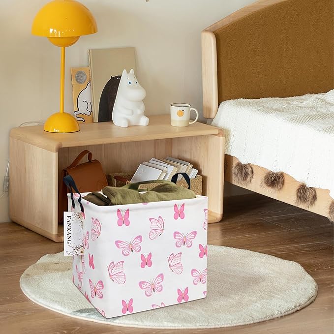FANKANG Square Nursery Hamper Storage Bins Canvas Laundry Basket Foldable